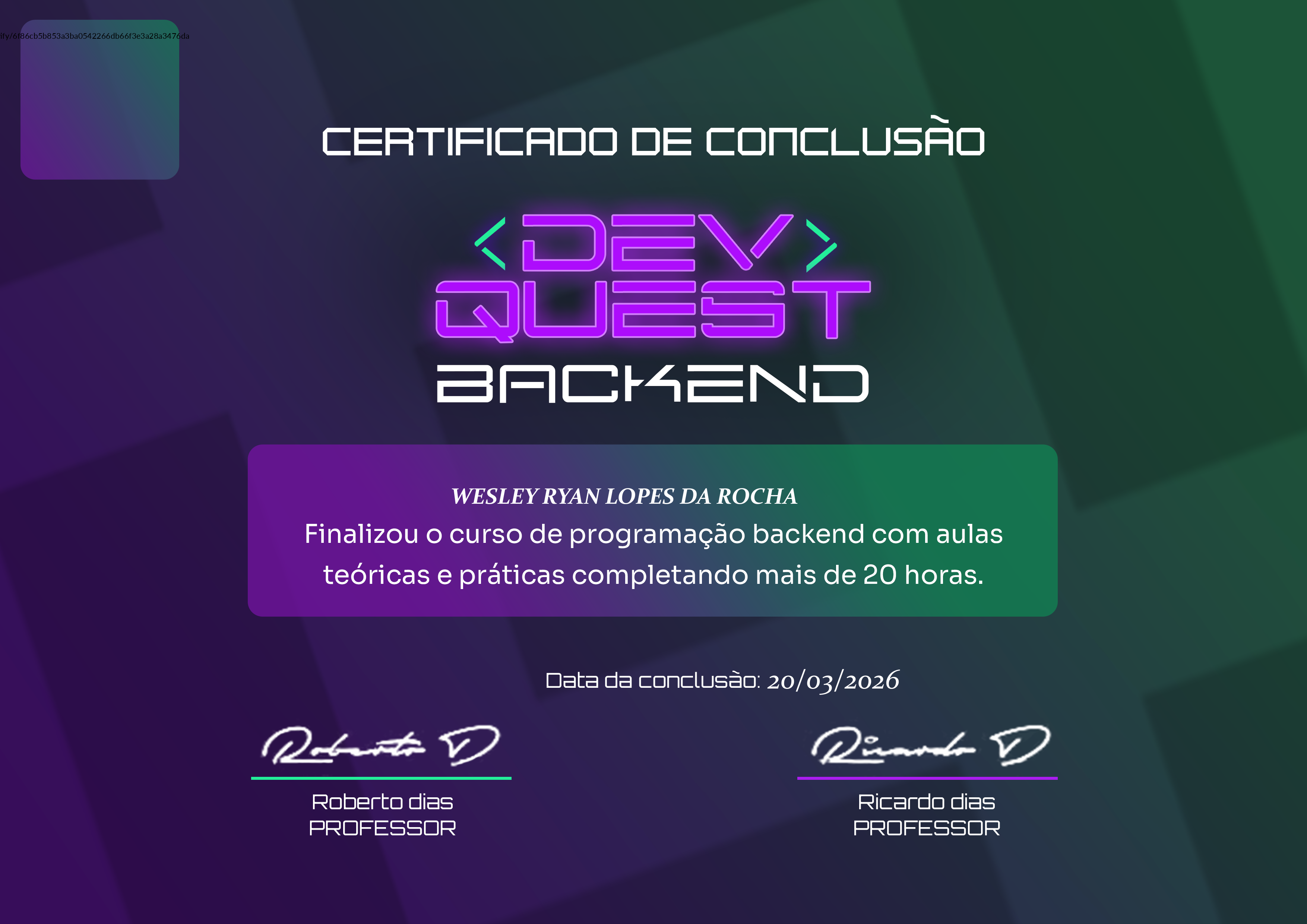 Certificado Backend